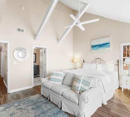 Sleep like a baby in this cloud-like mattress with a Dohm sound machine or chill with a little Netflix on the 50" smart TV