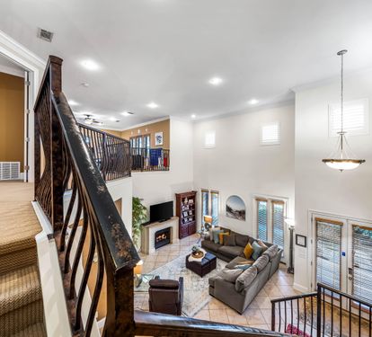 View of Living Room from the top of the stairs