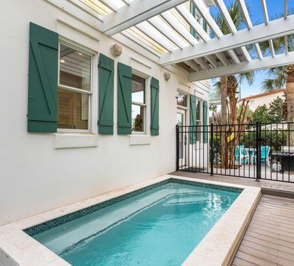 Private Splash Pool (12' x 6' x 4') Can Be Heated!! Child Safety Latch on the Access Gate keeps little ones safe!  Seating for 2 not shown in photo.