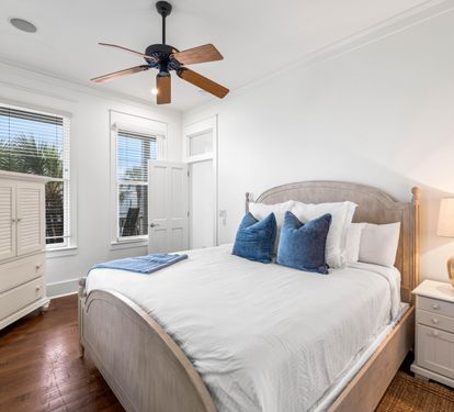 Up to the 2nd Floor is a Bedroom with King Bed, 32"YouTube TV inside the Armoire, Ensuite Bathroom & Access to the Outdoor Balcony facing the Gulf.
