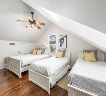 3rd Floor Lofted Bedroom for Kids with 1 Queen Bed and 2 Twin Beds & 1 Twin Trundle.  55" YouTube TV with XBox.  Adjacent Full Bathroom