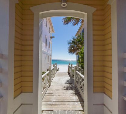 Just a 1 minute walk to your private access to the snow white sands of Frangista Beach.