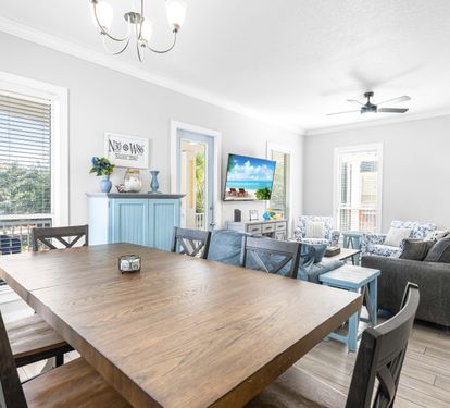 Dine at this bistro style table with seating for 6.