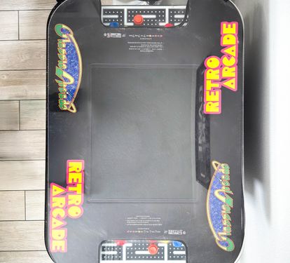 Top of the retro arcade game table.