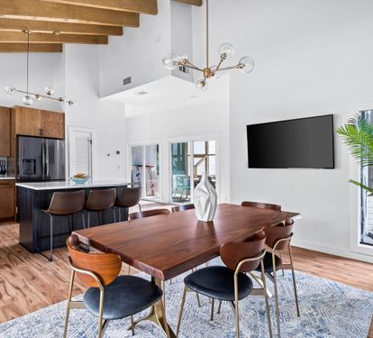 Dining Seating for 9 Including the Kitchen Island Seats with a 53" Smart TV
