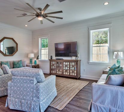 Open Living Room w/ 65 Inch Flat Screen
