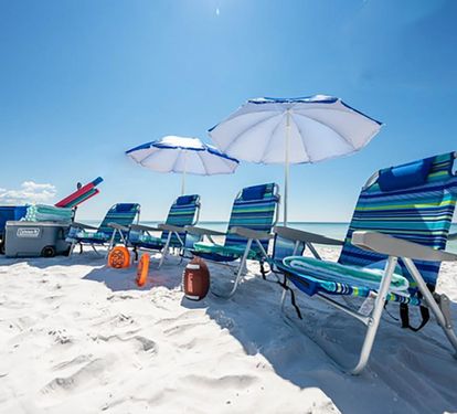 We Provide An Additional 4 Beach Chairs and 2 umbrellas, Beach Wagon, 62 Quart Beach Cooler with Wheels, Football and Frisbees in the Garage For Your Use Everyday!!