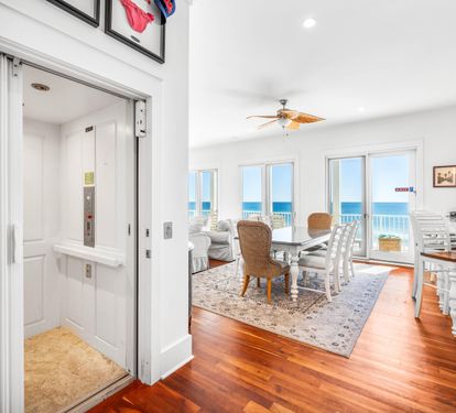 Take the Elevator down to the 2nd floor and step inside this large great room with living, dining, kitchen, and a 40' Gulf front balcony!