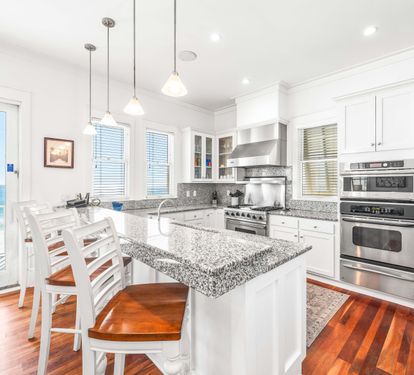 Where beachside meals meet style—this kitchen's got all the space and views you need to whip up something delicious.