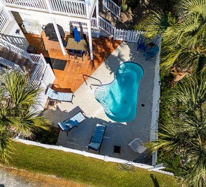 Large Fenced In Pool Area with  seating and gas grill!!