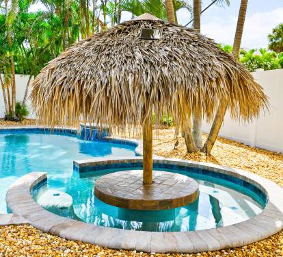 Swim-up tiki bar