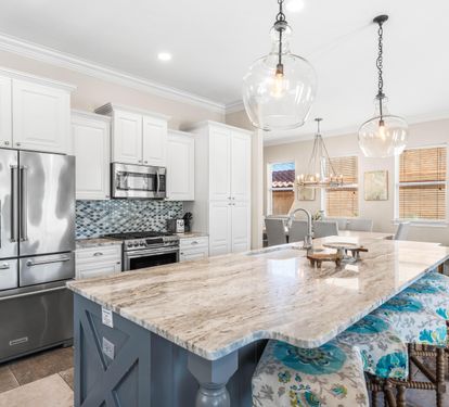 Kitchen with Large Island and Bar Seating for 4