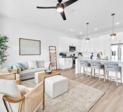 Open Concept Living, Dining, and Kitchen