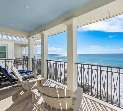 Third Floor Primary Bedroom Covered Seating Area with the Most Amazing Gulf Views.