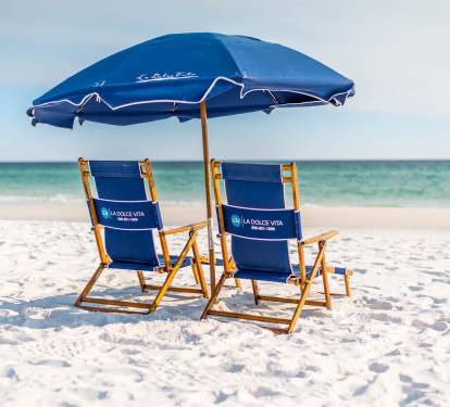 Complimentary Beach Chairs and Umbrella Set up for You Every Morning!!