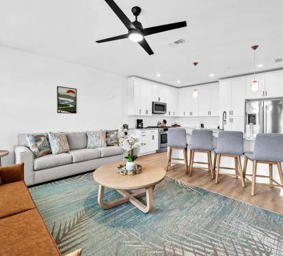 Open Concept Living, Dining, and Kitchen