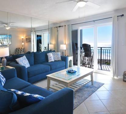 Living Room - Emerald Isle Resort 712, Okaloosa Island, Fort Walton Beach Vacation Rentals by Sunset Resort Rentals