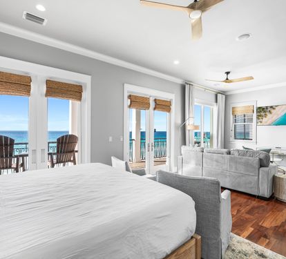 3rd Floor Primary Bedroom with Sleeper Sofa, Walk-In Closet, Sitting Room with 2 Twin Sleeping Chairs, Covered Balcony and Private Bathroom