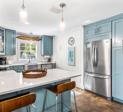 Fully Stocked Kitchen with Stainless Steel Appliances, Cambria Quartz Countertops,  Cookware & Kitchenware, & Breakfast Bar