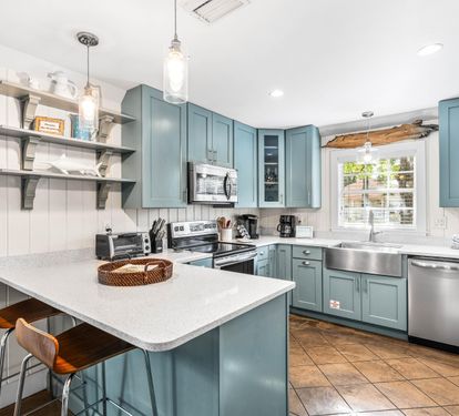 Fully Stocked Kitchen with Stainless Steel Appliances, Cambria Quartz Countertops,  Cookware & Kitchenware, & Breakfast Bar