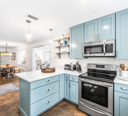 Fully Stocked Kitchen with Stainless Steel Appliances, Cambria Quartz Countertops,  Cookware & Kitchenware, & Breakfast Bar