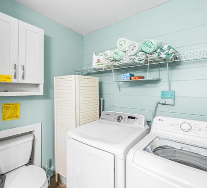 Full Bathroom for Double Queen Bedroom has a Walk-In Shower;   a full-size Washer & Dryer is also located in this bathroom.
