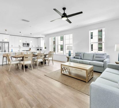 Open Concept Living, Dining, and Kitchen
