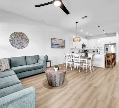 Open Concept Living, Dining, and Kitchen
