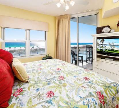 Master Bedroom with Beach View and Balcony Access - Waters Edge Resort Unit 212 Fort Walton Beach Okaloosa Island Vacation Rentals