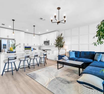 Open Concept Living, Dining, and Kitchen