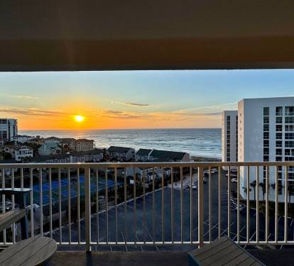 Breathtaking ocean sunrise view from your private balcony, where golden skies meet endless blue waters every morning.