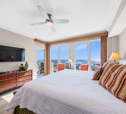 Wake up to stunning ocean views from your comfortable bed, with French doors opening to your private balcony and gentle sea breezes.