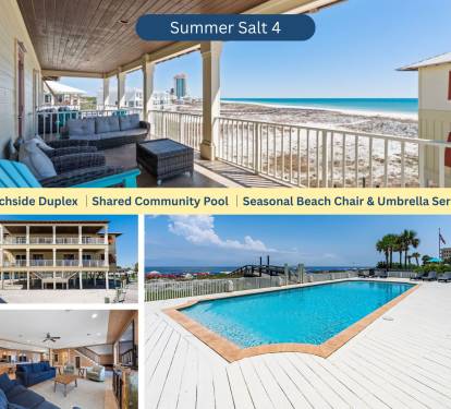 Summer Salt 4: Beachside Duplex ¦Shared Pool ¦Seasonal Beach Chair & Umbrella Service