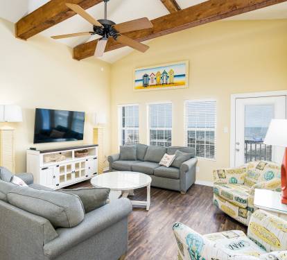 Cabana Beach House Living Room with Queen Sleeper