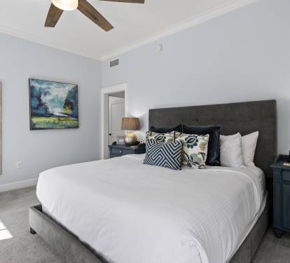 Unwind in your serene bedroom with plush bedding, stylish decor, and thoughtful touches that create the perfect retreat for restful nights.