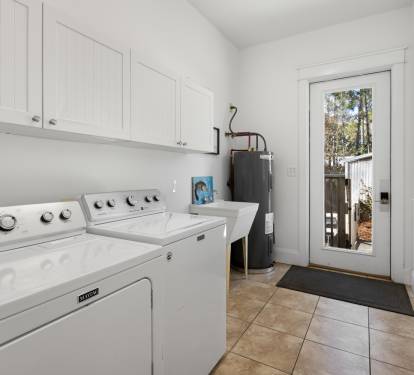 Your dedicated laundry room makes packing light easy with full-size washer and dryer plus plenty of storage space.