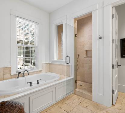 Luxurious master bath features a deep soaking tub and spacious walk-in shower for your ultimate relaxation.