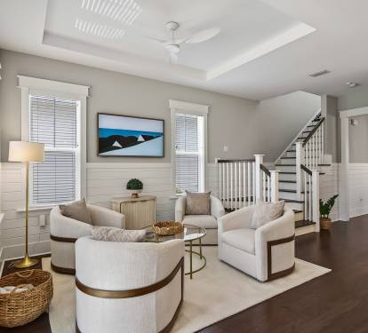 Settle into this elegant living space where modern comfort meets coastal charm, perfect for unwinding after your adventures.