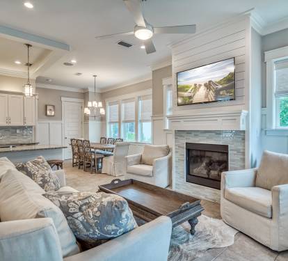 1st Floor Living Area - Equipped with a Large Flat Screen TV