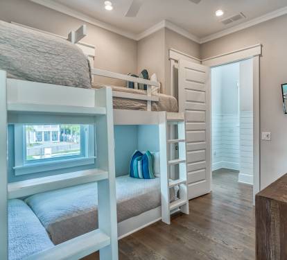 2nd Floor Bunk Room - Equipped with a Flat Screen TV