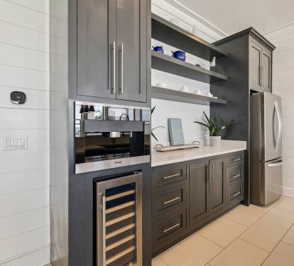 Featuring a Built in Coffee Maker & Wine Cooler