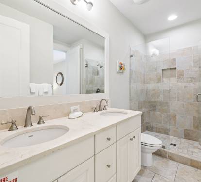 Queen Guest En-Suite - Dual Vanities + Walk-In Shower