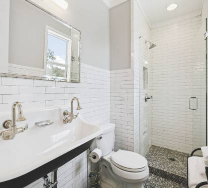 King Guest En-Suite - Dual Vanities + Walk-In Shower
