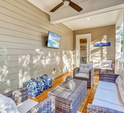 Back Porch - Covered Porch Fitted with a Flat Screen TV