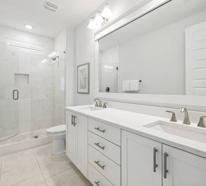Primary King En-Suite - Dual Vanities + Walk-In Shower