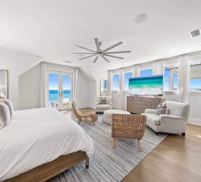 Primary King Suite - Sitting Area, Flat-Screen TV & Gulf-Front Balcony