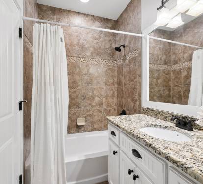 Shared Guest Bathroom - Single Vanity + Shower/Tub Combo