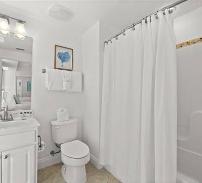 Queen Guest En-Suite - Single Vanity + Shower/Tub Combo