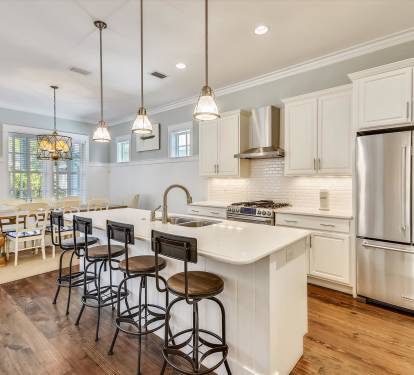 High-end stainless appliances, ample counter space, and everything needed for effortless meals.