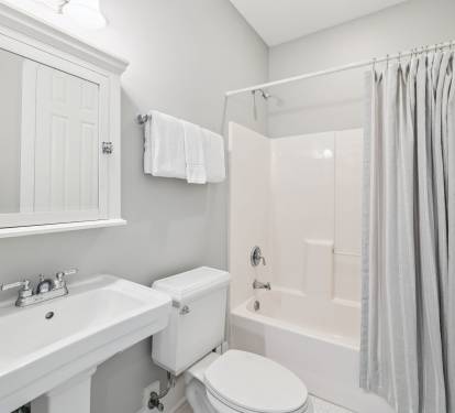 Queen Guest En-Suite - Single Vanity + Shower/Tub Combo